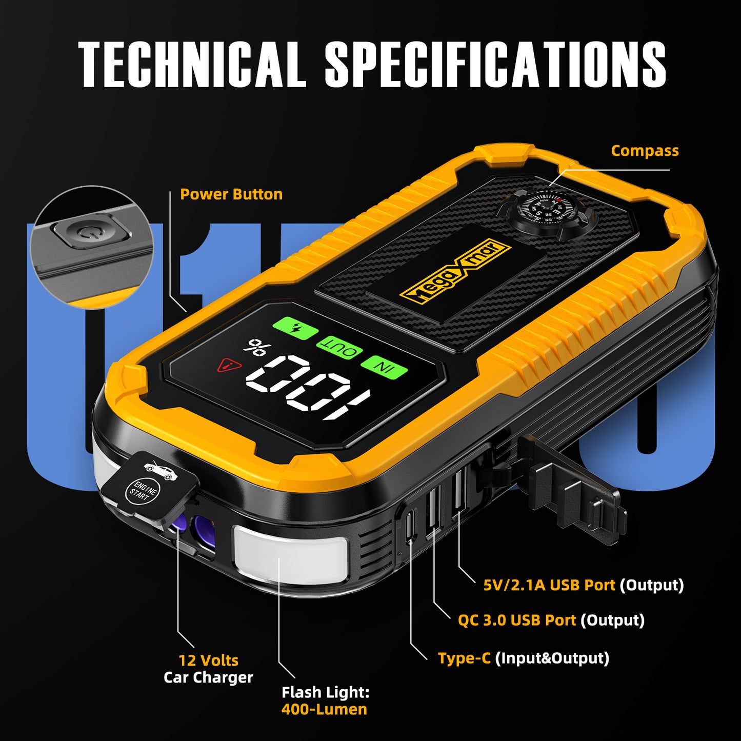 Megaxmar 1500A PORTABLE JUMP STARTER
