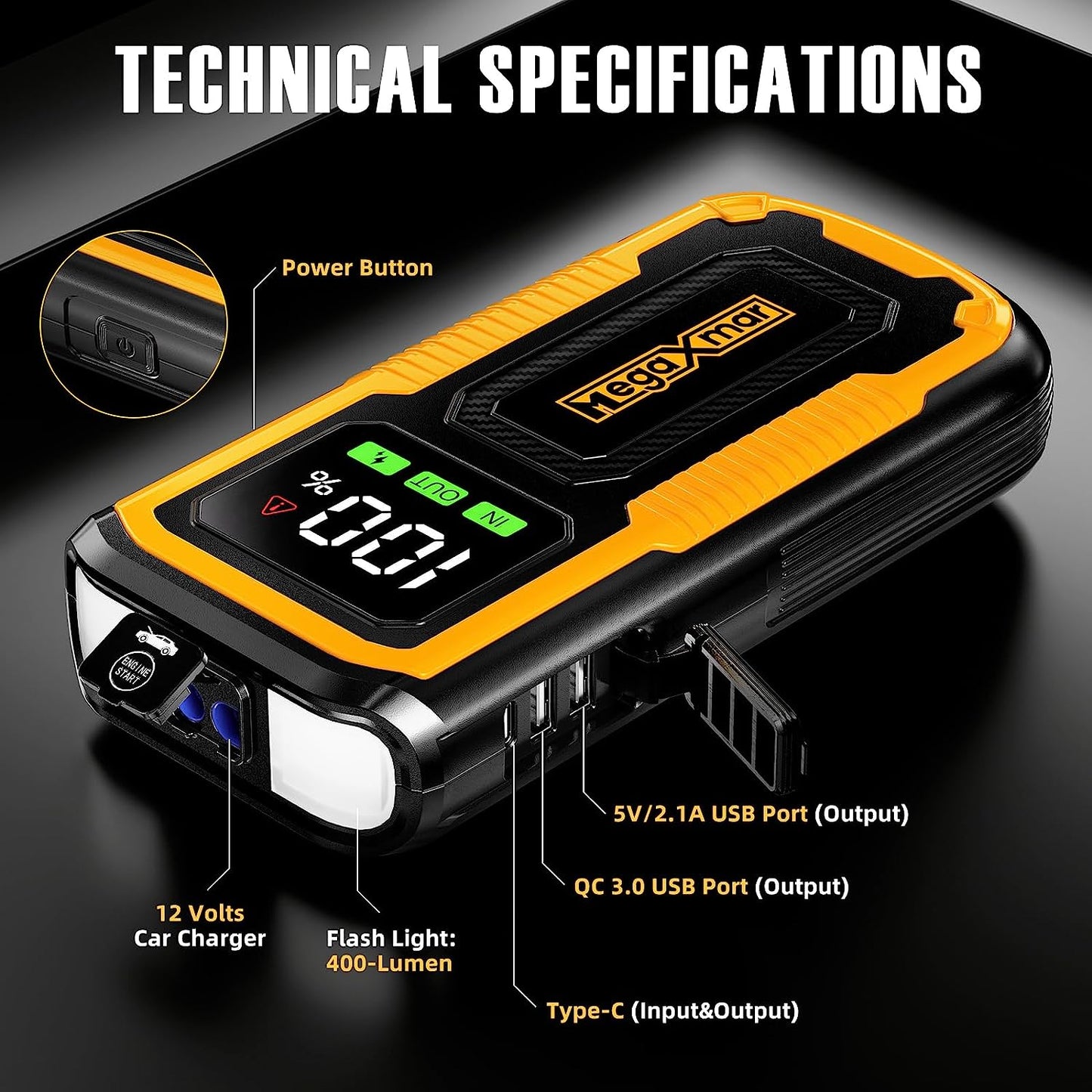 Megaxmar 2000A PORTABLE JUMP STARTER