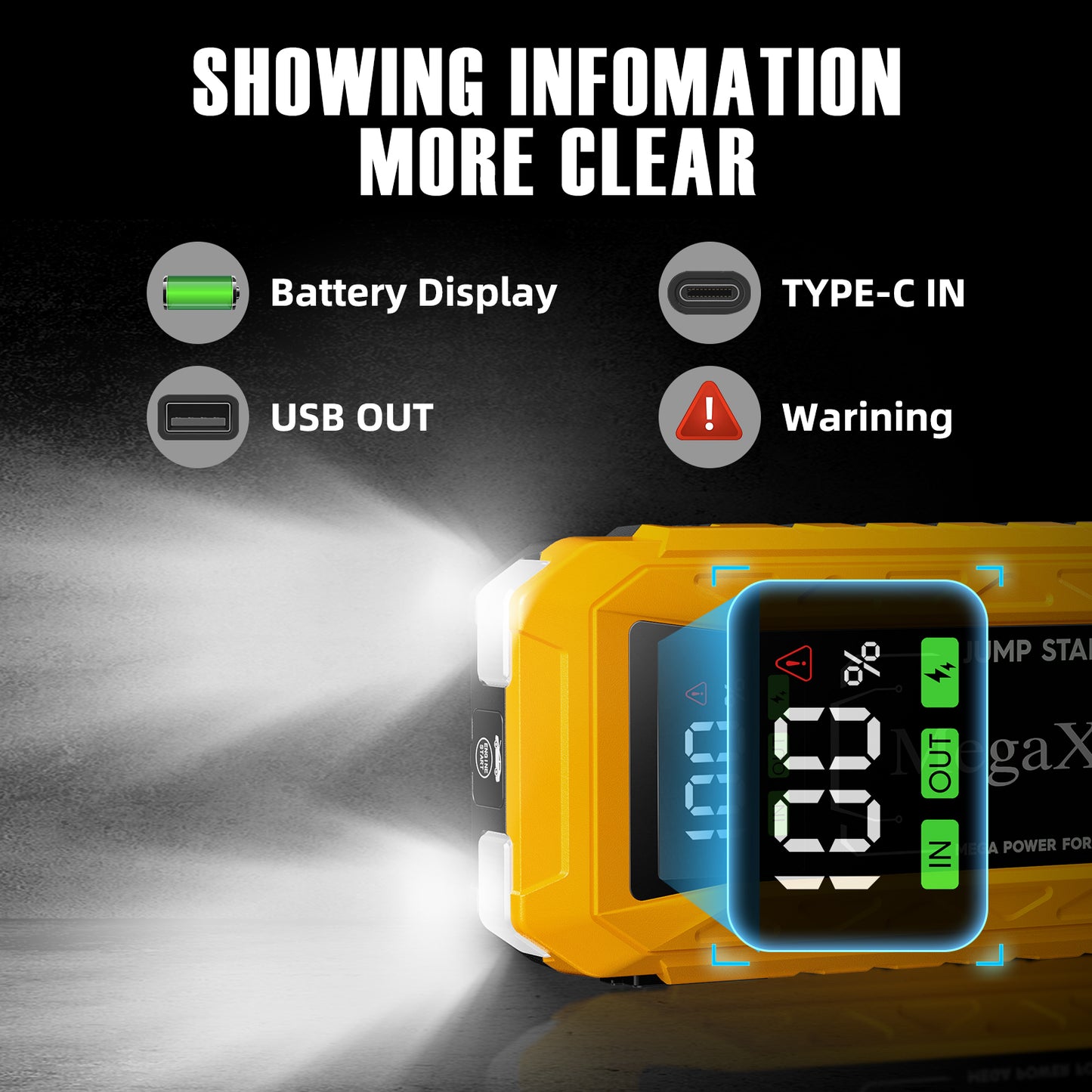 MegaXmar U4000 4000A peak current car battery jump starter